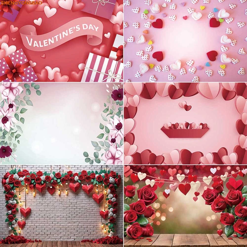 

Valentine'S Day Photography Background Wine Heart Arch Door Photozone Backdrop Children Studio Photocall Accessories