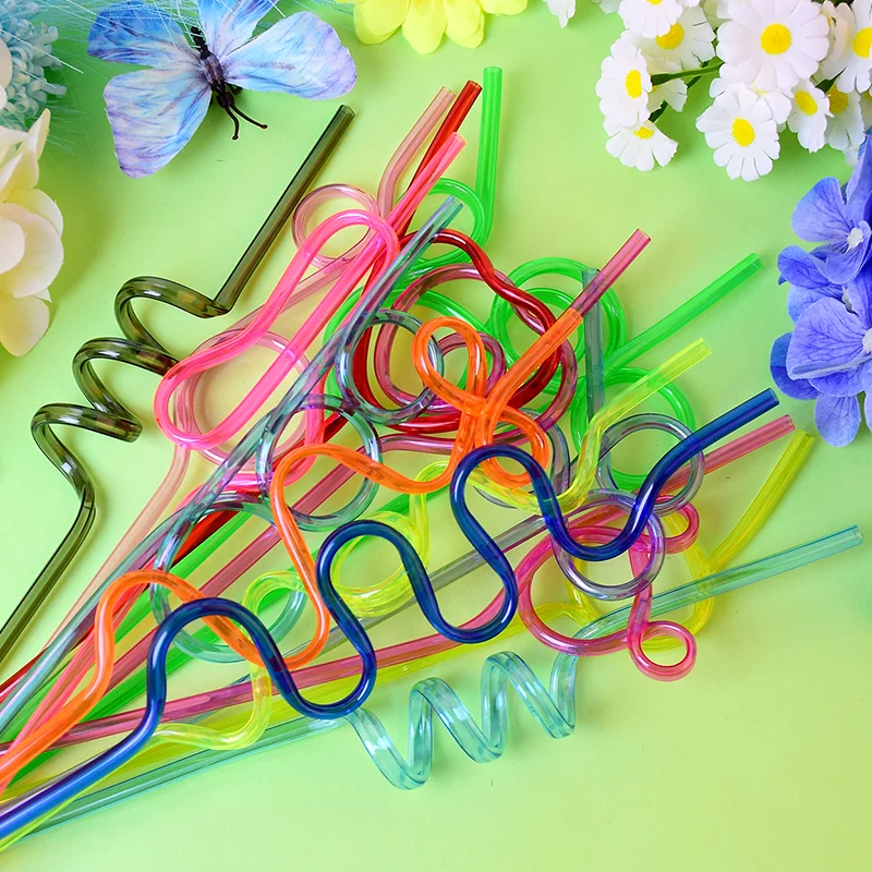 6/8/12/15pcs A variety of fun, reusable spiral straws, perfect for birthday parties, bars, and weddings