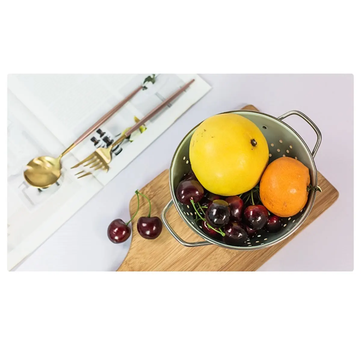 NEW Drain Bowl with Two Handles, Fruit Bowl, Fruit Tray, Fruit Basket, Rust-Proof