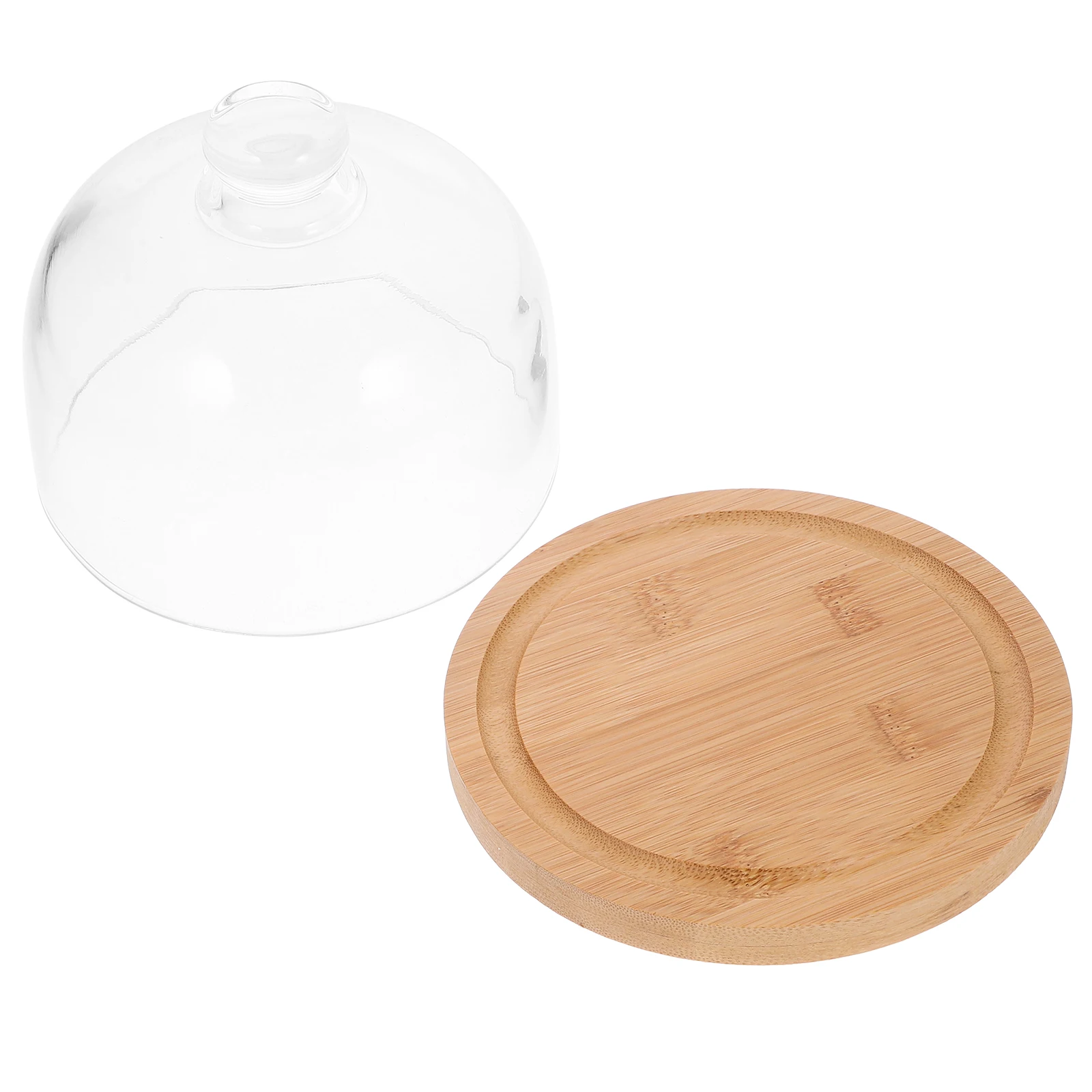 

1Set Premium Wooden Dessert Plate Glass Cover Cake Display Tray Stable Structure Large Capacity Party Wedding Bakery Use