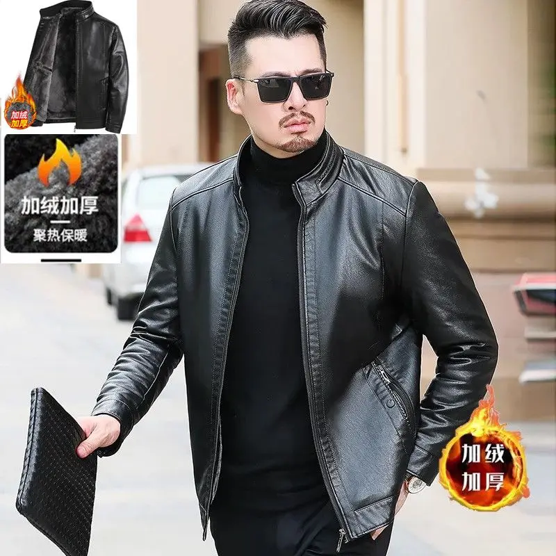 Men's Genuine Leather Jacket Male Leather Jacket Clothes Black Brown Sheepskin Jacket Men Winter Add Fleece Coats Waterproof