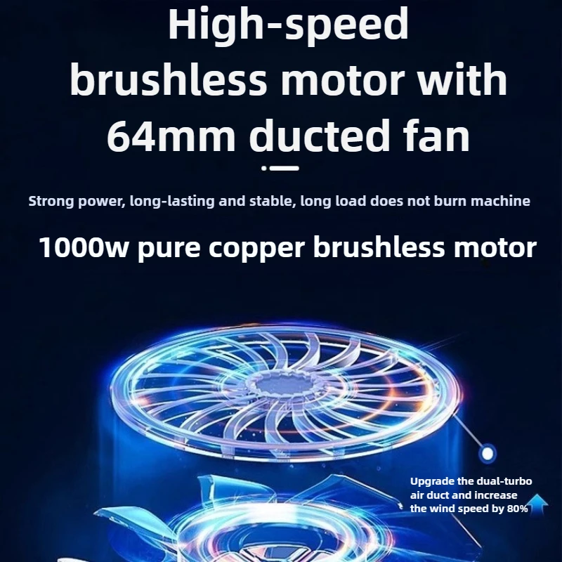 【Schnelle Lieferung】Für Makita 21V Akku 64mm Turbogebläse Bürstenloses kabelloses elektrisches Luftgebläse 2000g Schub Handheld Turbo Jet F