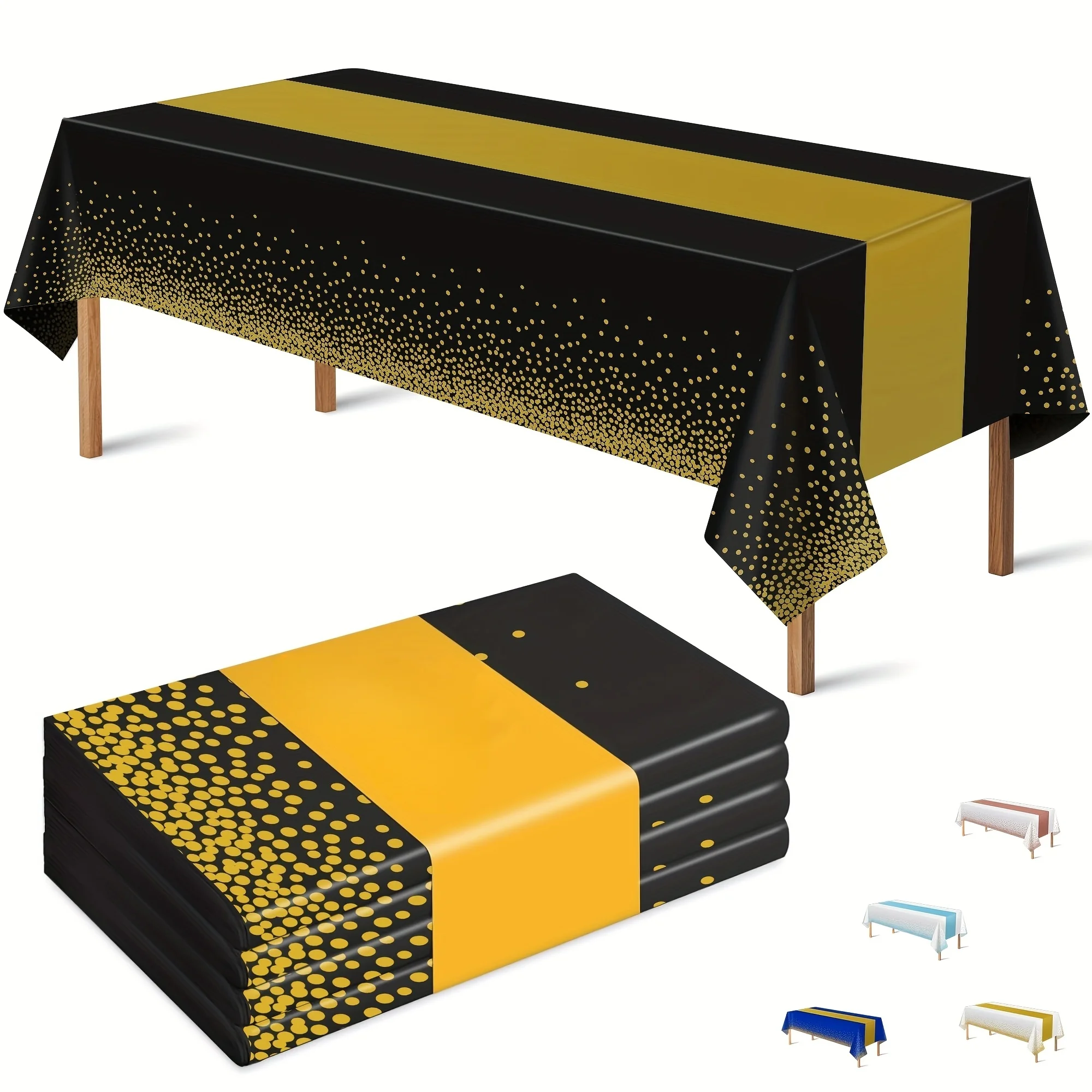 Housses de table noires et dorées, décorations de remise de diplôme, nappes pour décorations de fête, 1/3 pièces |   Cérémonie de remise des diplômes pour la fête