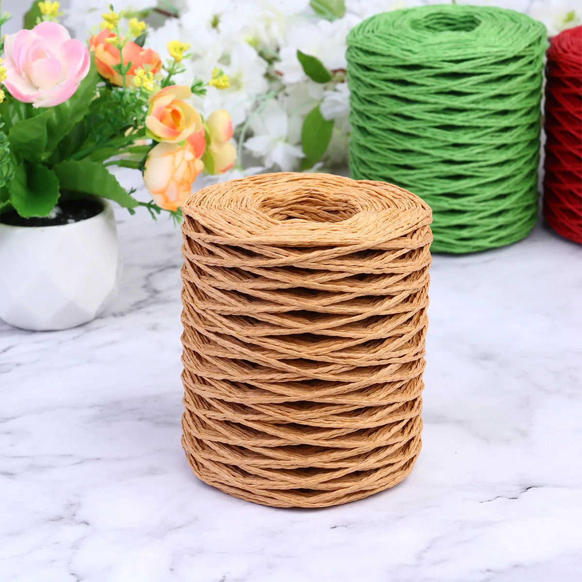 

3 Rolls 200M Christmas Paper Cord Biodegradable Kraft Wire Twine Diy Crafts Wedding Decorations Gift Wrap Red Green Coffee Bird