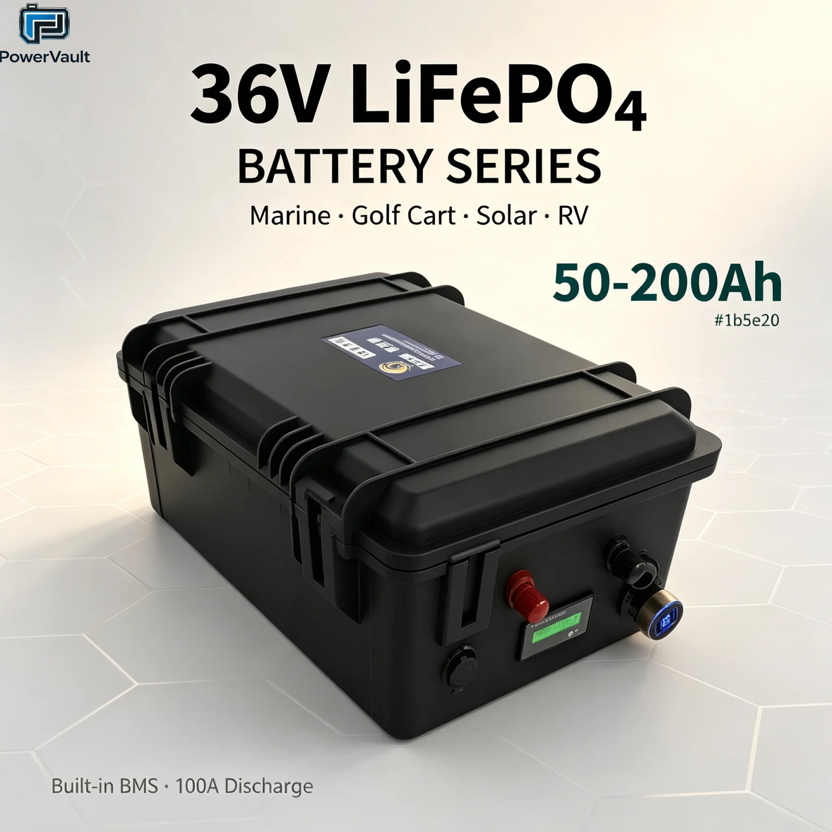 36V LiFePO4 Lithium Battery 50Ah-200Ah Deep Cycle for Marine Trolling Motor RV Solar System Built-in BMS 100A Discharge