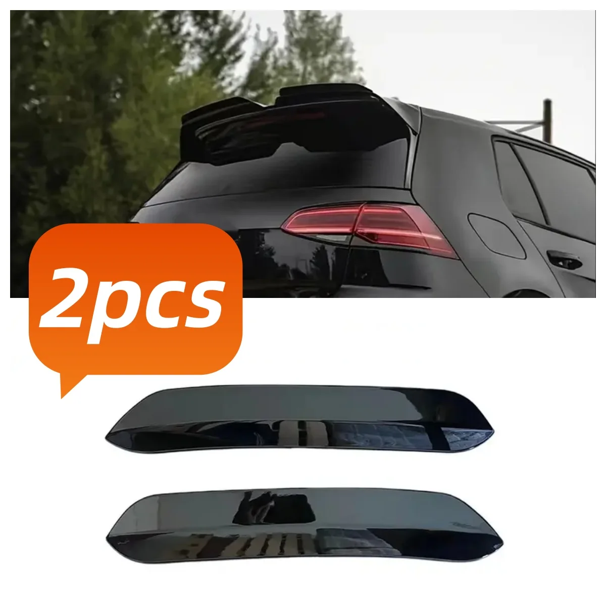 2pcs Car Rear Top Wing Modification For VW Golf 7 MK7 7.5 GTI Glossy Black Roof Spoiler Extentions Flaps Car Accessories