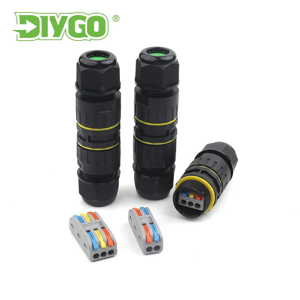 

IP68 M25S With 2/3 Pin Waterproof Cable Quick Wire Splicing Connectores 5-14mm Screw Wiring Terminal Wire Connector Junction Box