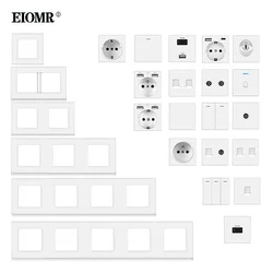 Eomr serie A1 pannello PC bianco EU presa di corrente francese interruttore a parete USB TV RJ45 modulo interruttore sensore fai da te adatto per scatole quadrate