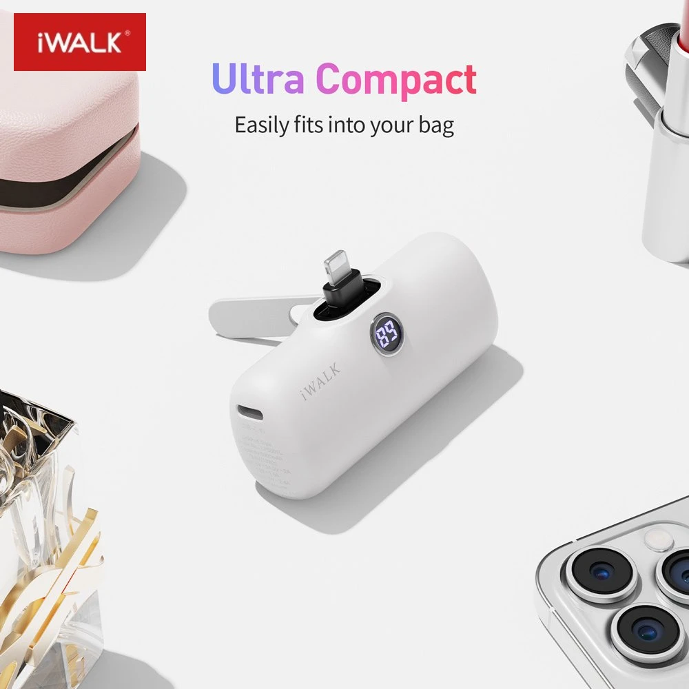 iwalk Capsule Power Bank Mini Portable Emergency Mobile Power Stand for iPhone Lightning Type-C