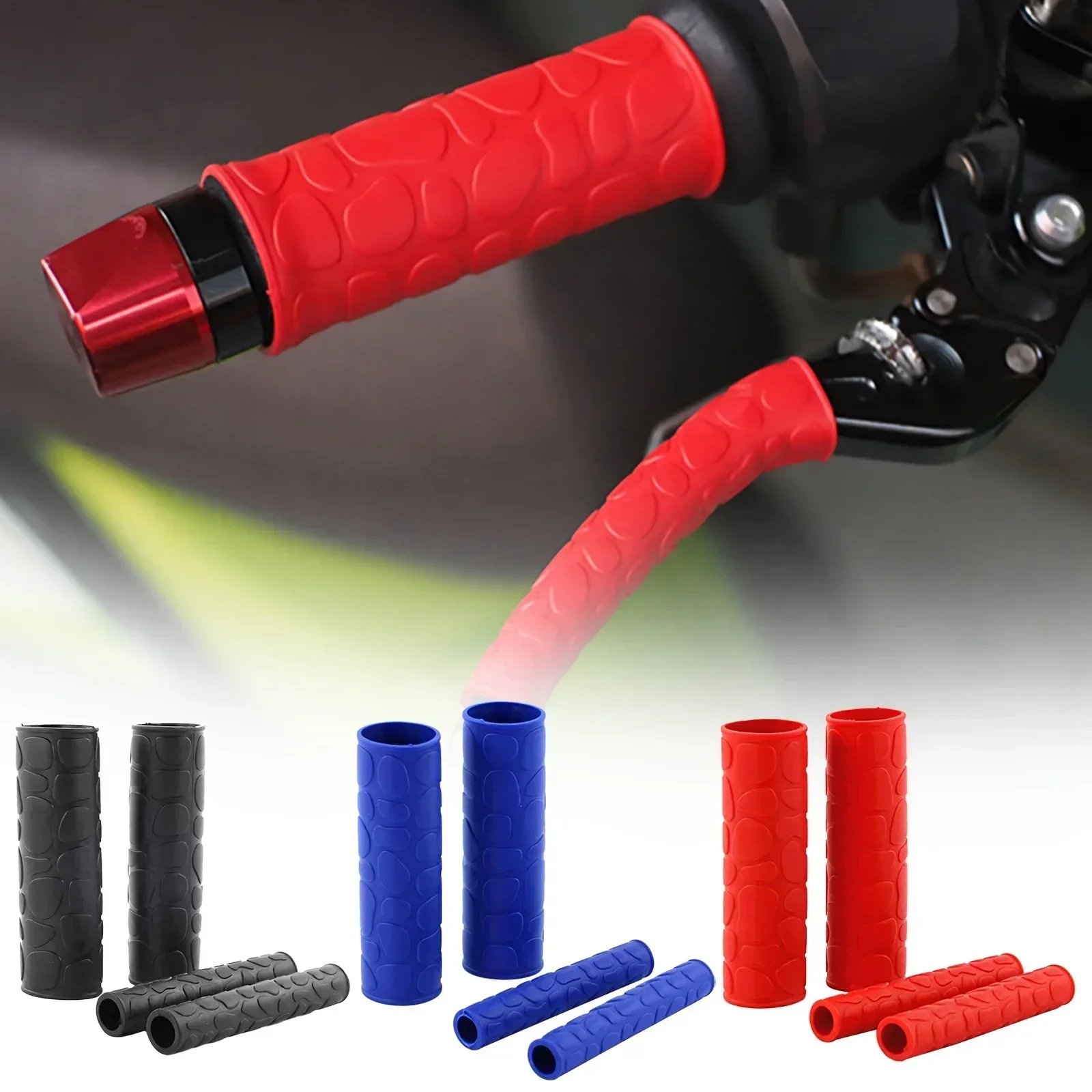 Motorcycle Anti-Slip Handlebar Grip Covers,Premium Rubber,Non-Slip Sweat-Absorbent Breathable,For Bike E-Bike