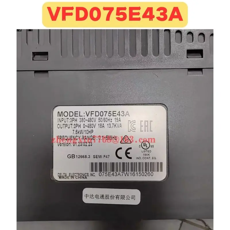 Used Frequency Converter VFD075E43A Normal Function Tested OK