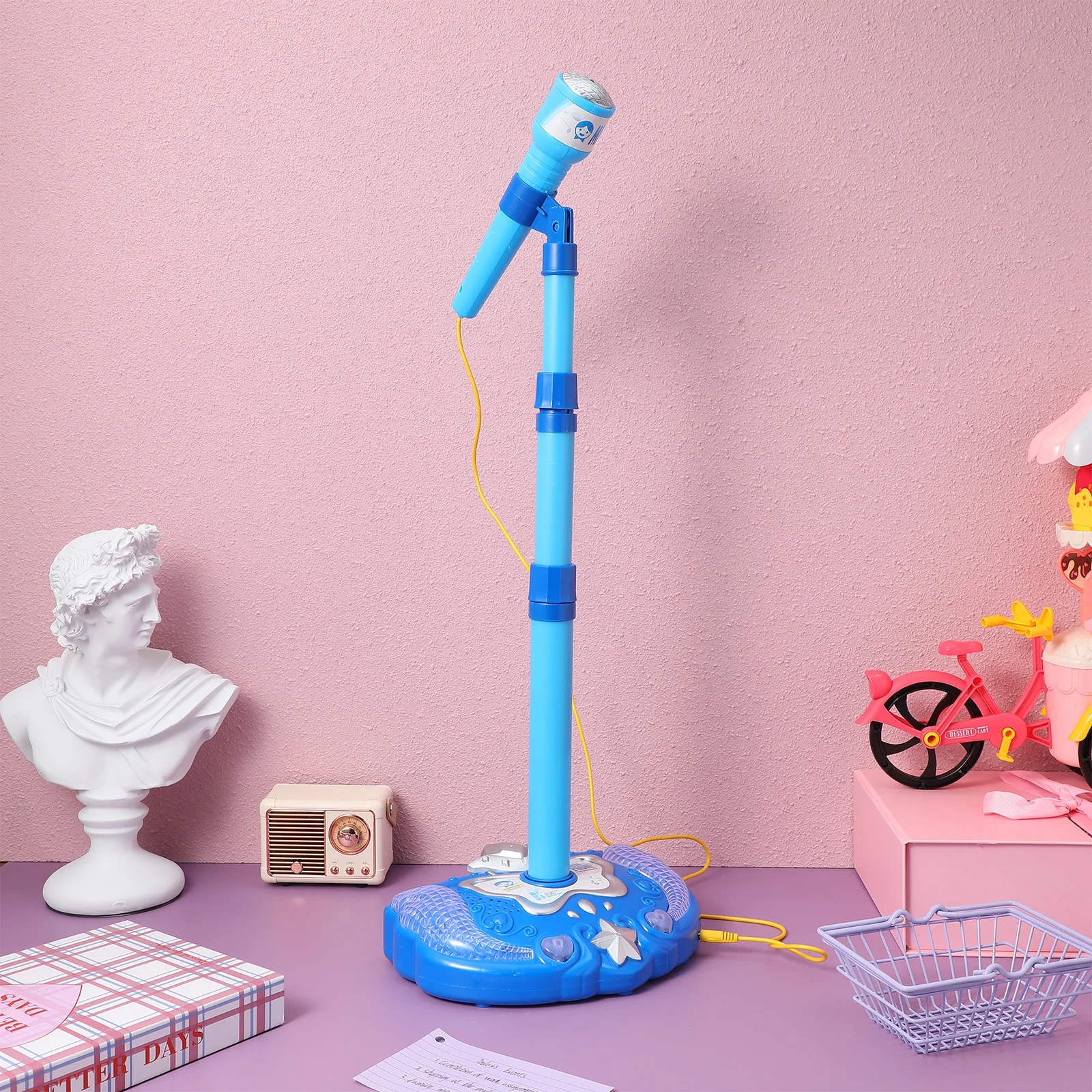 ميكروفون للأطفال باللون الأزرق التعليمي المبكر للفتيات والأولاد يطور الإبداع والتفكير والإدراك بالألوان