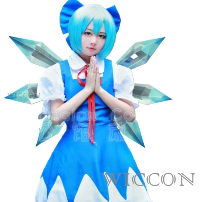 

Anime Touhou Project Cirno Cosplay The Embodiment of Scarlet Devil Cirno With Headwear Cosplay Costume