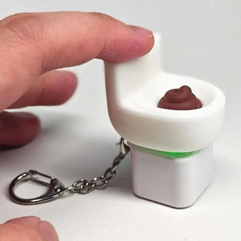 Funny Toilet Shape Fidget Keyboard Keychain Finger Clicker Stress Relief Toy