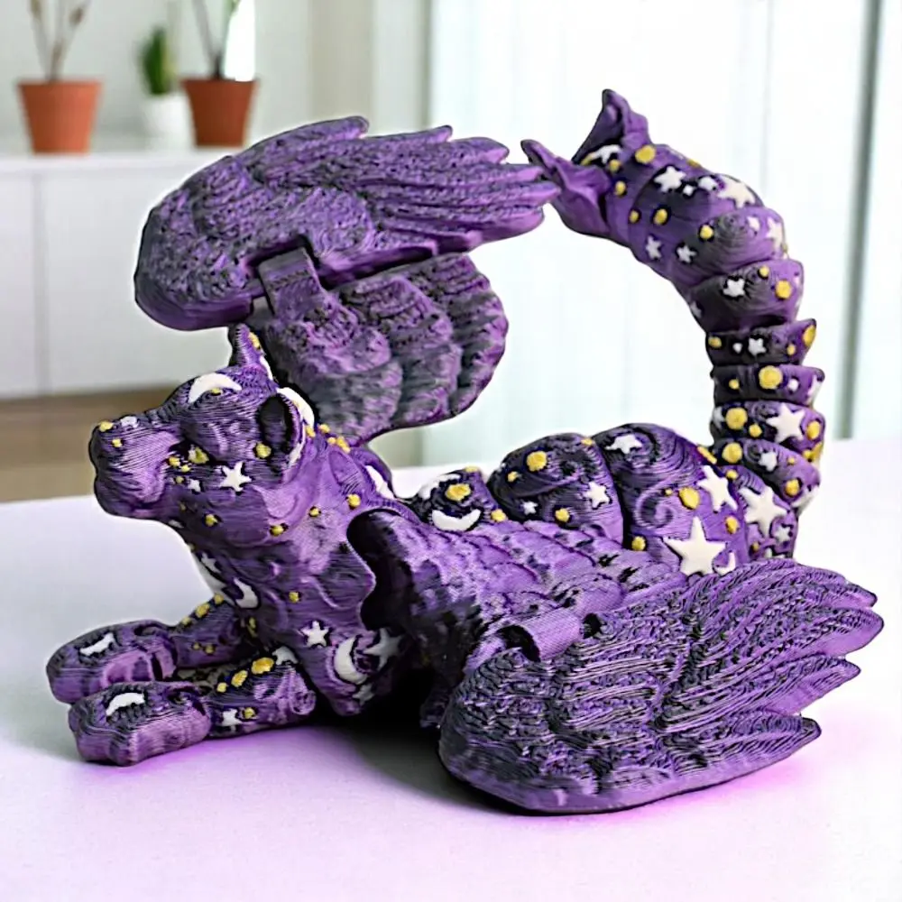 

Oint Movable 3D Printing Lion Simulation Animal with Wings Simulation Lion Model Star Moon Theme Creative Design
