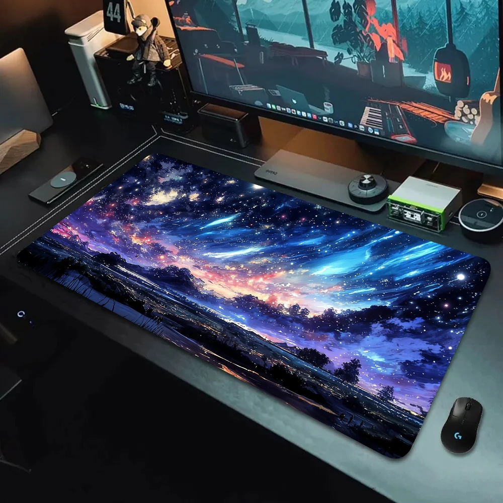 Starry Sky Art Design Series Rubber Anti- Slip Mouse Mat Computer Laptop Accessories Large Size Keyboard Table Pad Office Supply