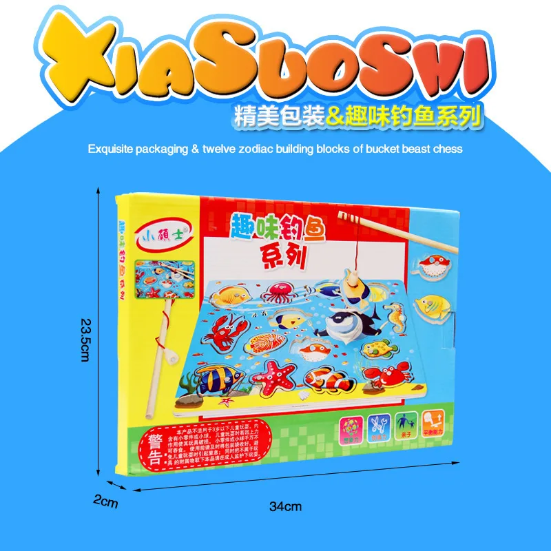 Children's Magnetic Fishing Toys Wooden Fishing Puzzles Educational Fishing Toys Multifunctional Games Interactive Training