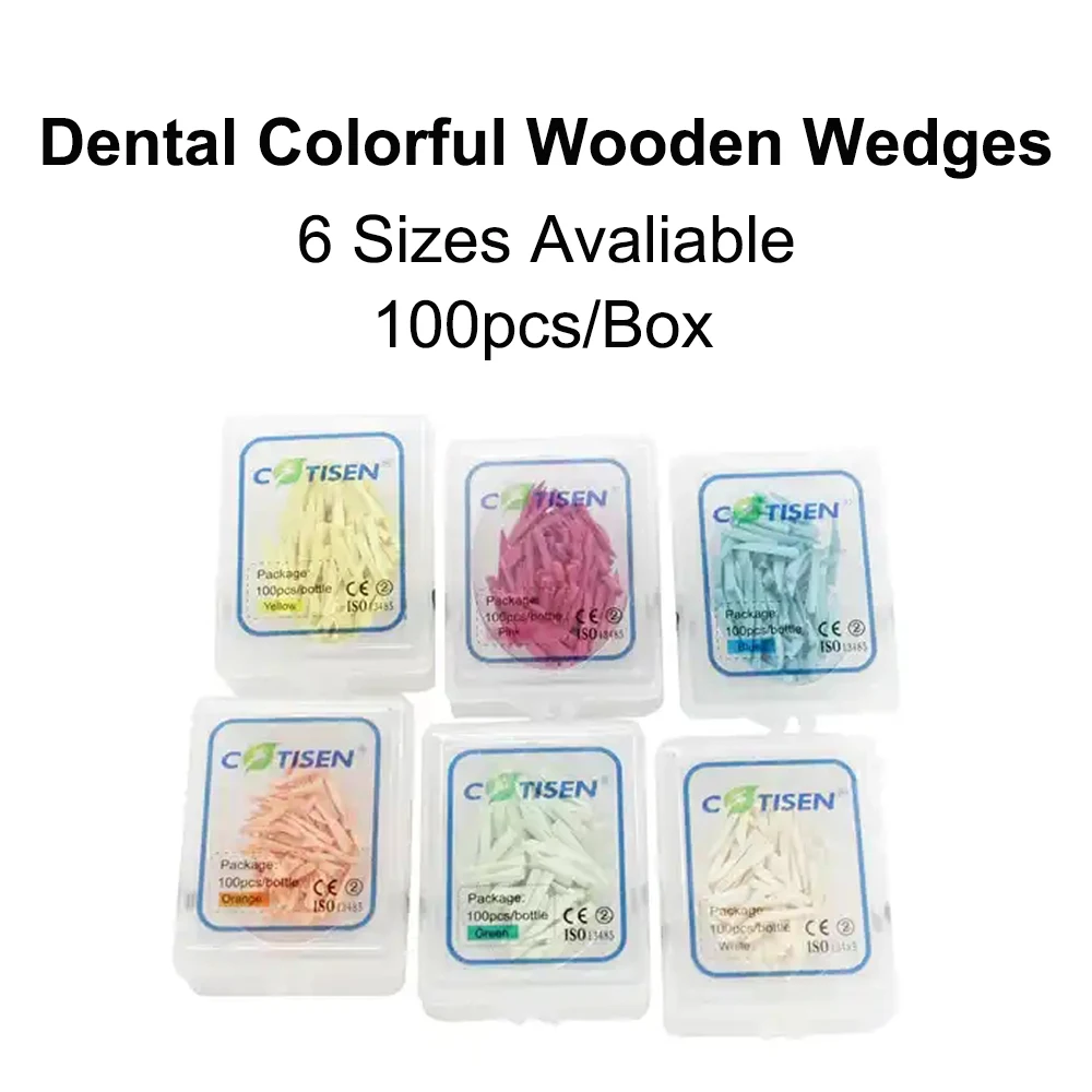 Cotisen Dental Wooden Wedges Interproximal Matrix Band Adaptation Colorful Wood Wedge Dentistry Consumables Assorted 100Pcs