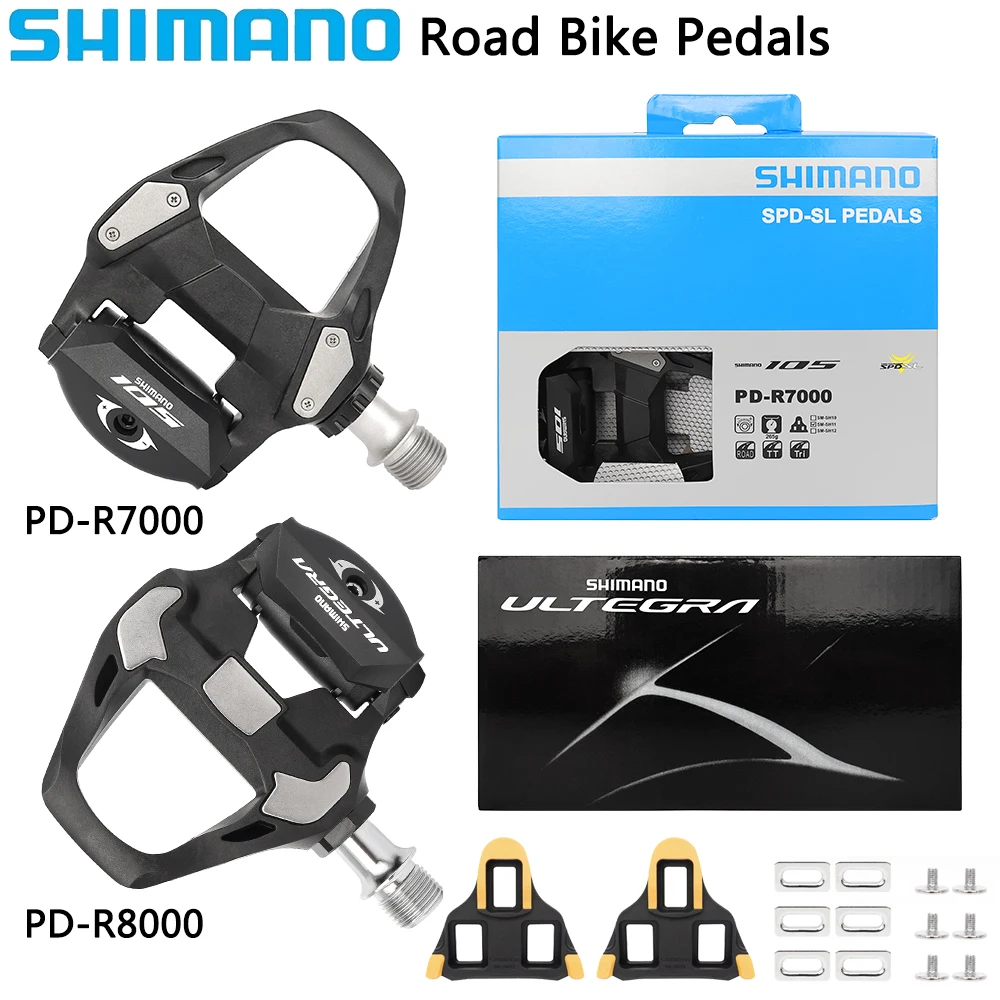 SHIMANO Road Bike Pedal PD-R7000 PD-R8000 Self-locking Bicycle Pedal Single Sided Carbon Body with SH11 Cleats Cycling Parts