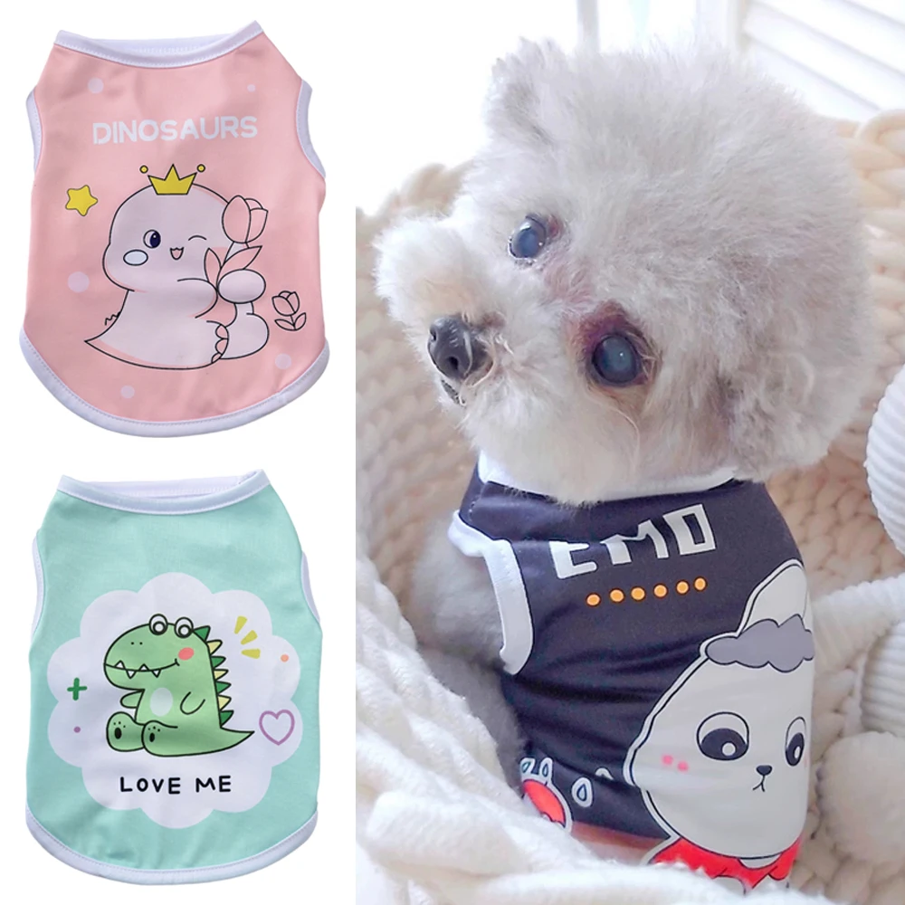 Cute Print Puppy Dog Vest Shirt Spring Summer Pet Clothes for Small Dogs Pomeranian Poodle Cat Shirts mascotas Clothing Apparel