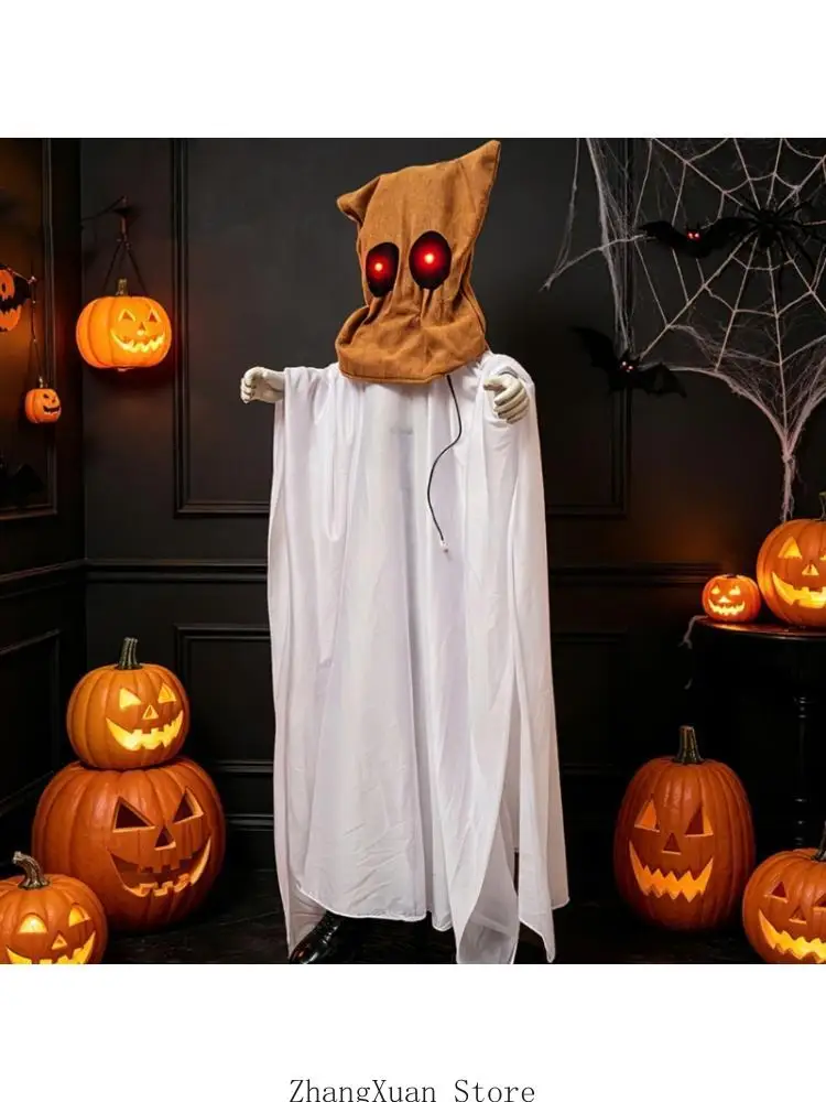 Animated Halloween Spirit Decoration with Sound Triggers and Glowing Eye 3XUF