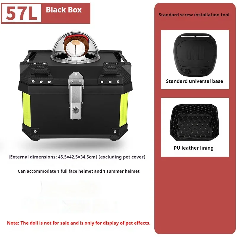 36L/45L/57L/70L Motorfiets kofferbak Grote Capaciteit Bagage Opbergdoos Scooter Staart Doos Top Case waterdicht Ademend Huisdier Doos