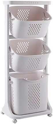 Laundry Basket Bathroom Multi-layer Clothes Storage Basket Household, Simple Kitchen Shelf Fruit Stand (3 Layers)