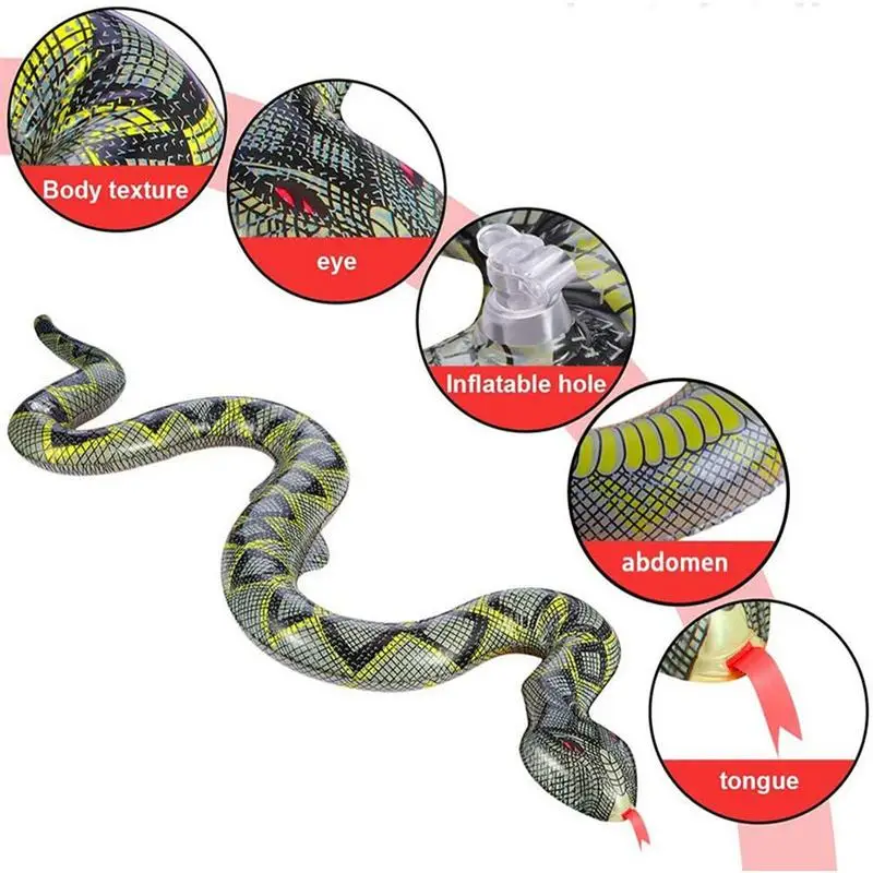 Pool Accessories PVC Inflatable Snake 47.24 Inch Large Blow Up Snakes Realistic Tricky Toy Animal Prank Toys Summer Water Games