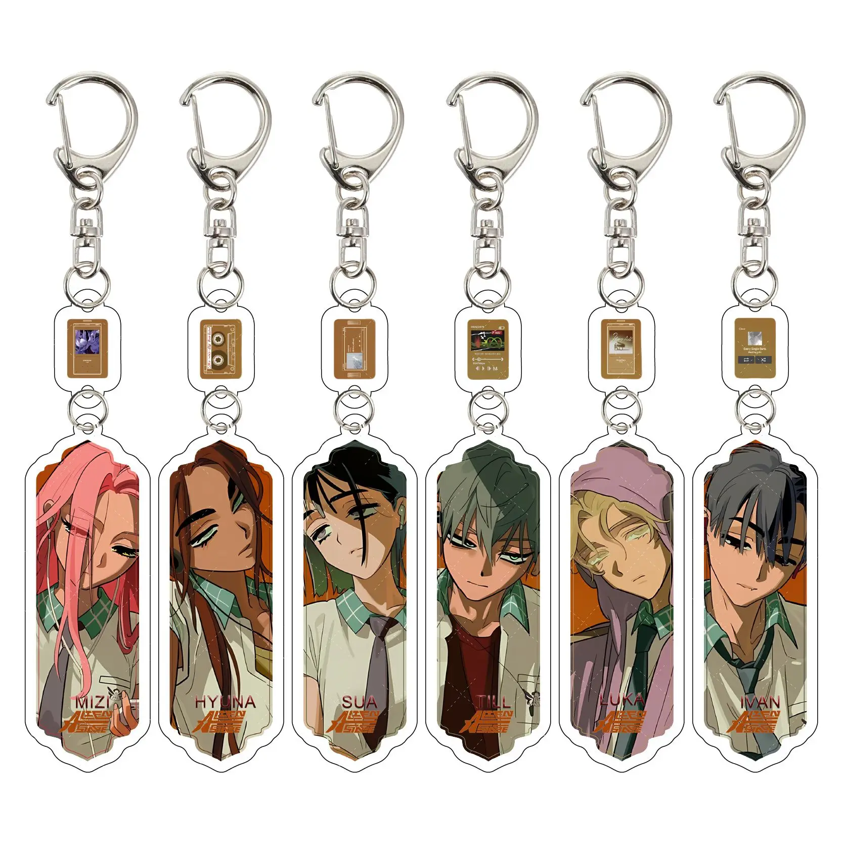 Anime Alien Stage Acrylic Keychains Luka Sua Till Ivan Hyuna Mizi Key Ring Cosplay Accessories Pendant Decoration Keychain Gifts
