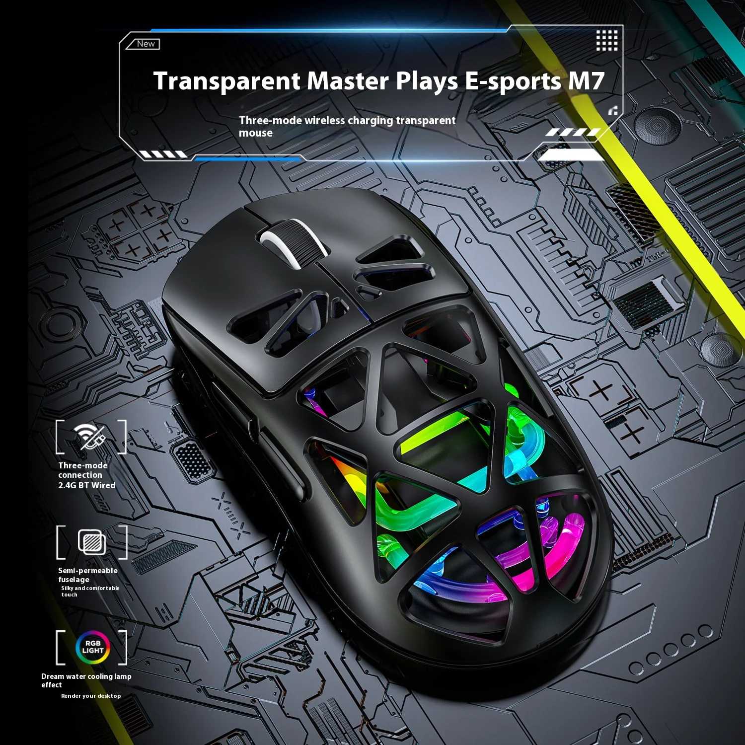 Forerunner M7 Mouse Wireless Bluetooth Silent Button Ergonomic Lightweight Gaming Office Universal Rechargeable