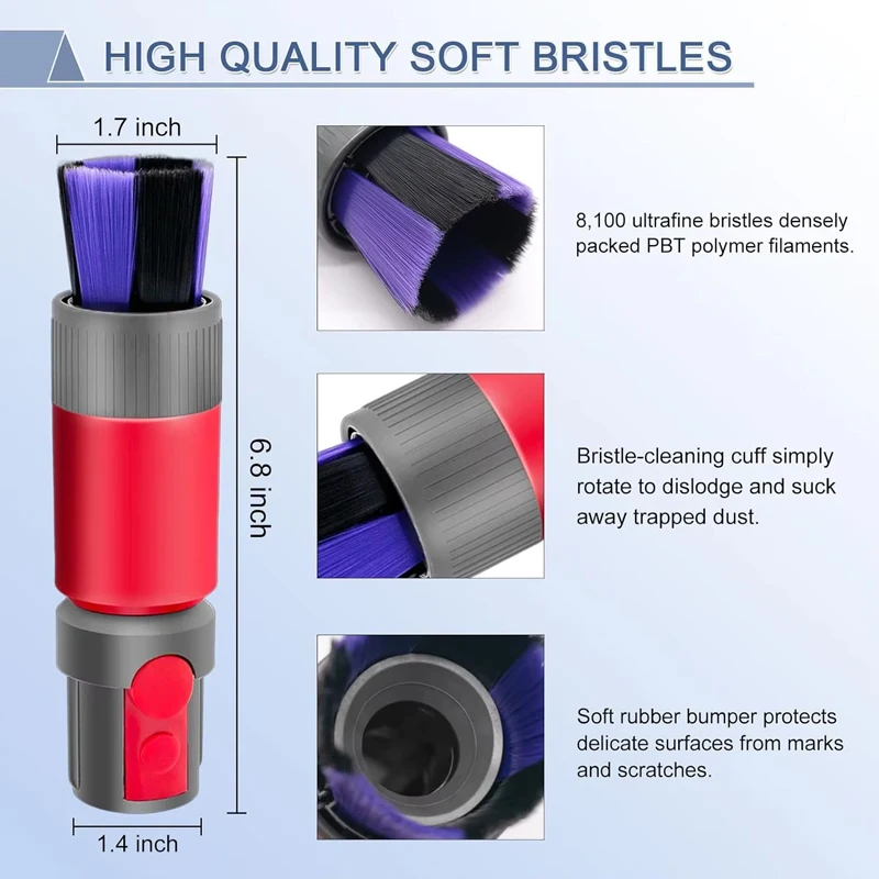 For Dyson V7 V8 V10 V11 V15 Cordless Vacuum Replacement Parts Scratch-free Dusting Brush + Flexible Extension Hose Attachment