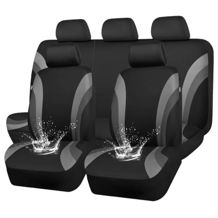 

EVA Waterproof Car Seat Covers Full Set Black Gray for Cars Airbag Compatible Universal Fit Sedans Vans SUVs Trucks