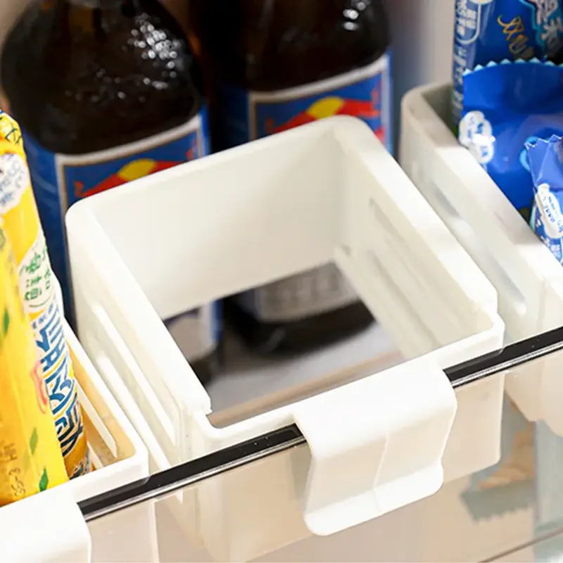 

2pcs Adjustable Fridge Door Bins Secure-Clasp Storage Containers for Refrigerator, Pantry & Kitchen Organization Household