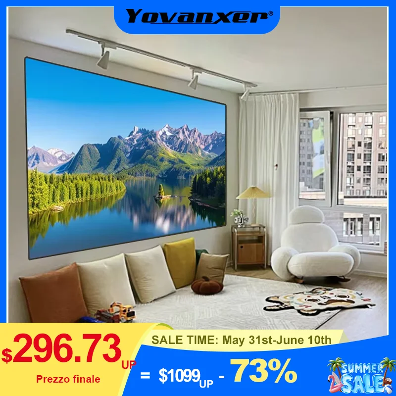 

2026 New PET Star Projection Screen ALR 72-150 Inch Anti-light Fixed Frame Screens Best for Normal Throw Projector Home Theater