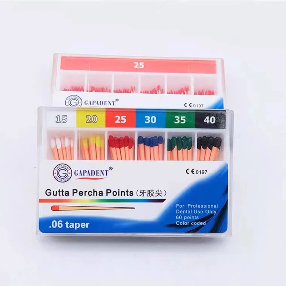 2 Boxes Dental Gutta Percha Points GAPADENT GP Point Tips 02 04 06 Taper #15-40 Radiopaque Endo Root Canal Obturation Materials