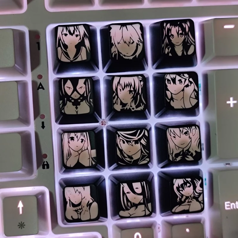 12Key OEM Height Cartoon Translucents Keycaps With Fun Designs For Mechanical Keyboards ABS Material