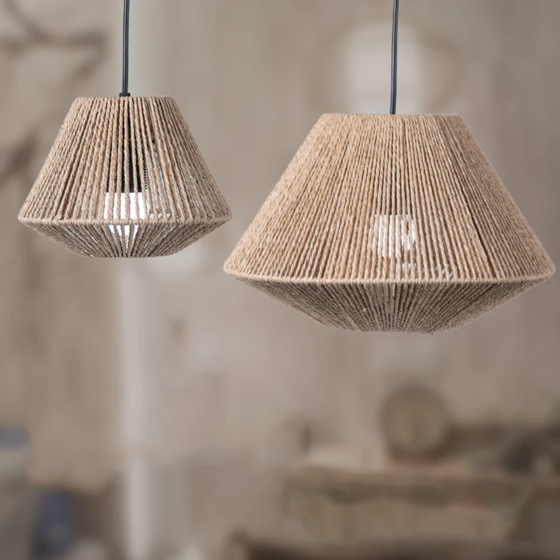 Boho intrecciato a mano in Rattan paralume lampadario copertura della luce paralume per ristorante lampade a sospensione paralumi accessori per