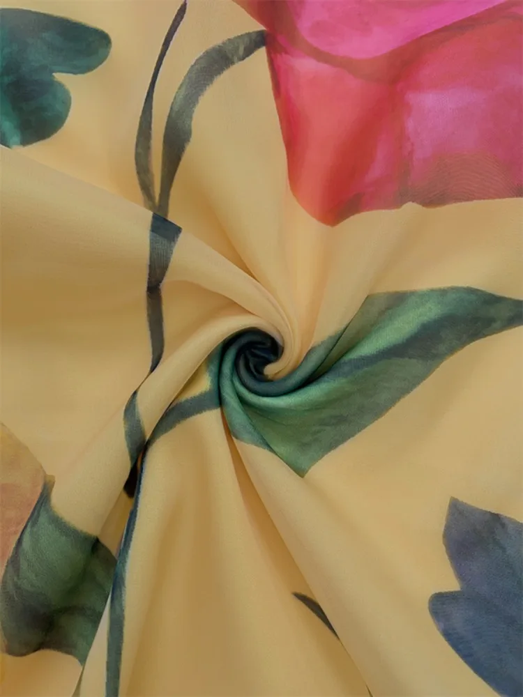 UOOZEE Damen-Midikleid mit Blumenmuster, durchsichtigem Netzstoff, Laternenärmel, Rundhalsausschnitt, elegantes Abendkleid für Hochzeitsgäste und Partys