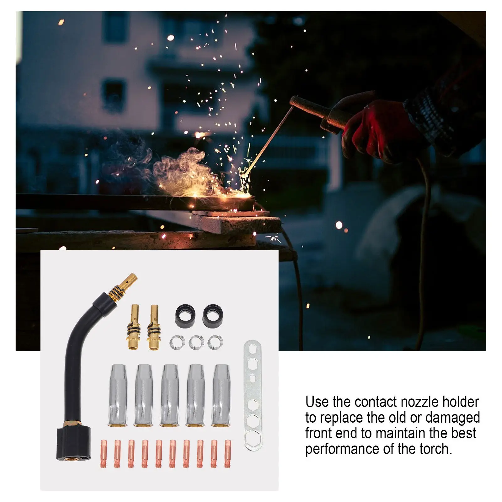 24Pcs Welding Gun Kit Copper Mig Welder Tip Nozzle Diffuser Adapter Compatible Mb15ak Torch Welding Accessory Set