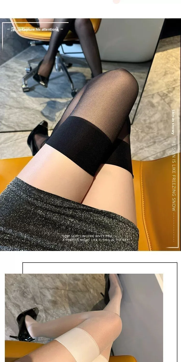 Medias largas de encaje rojo de cintura alta, calcetines de seda negros hasta el muslo, leggings estampados con cinturón de l...