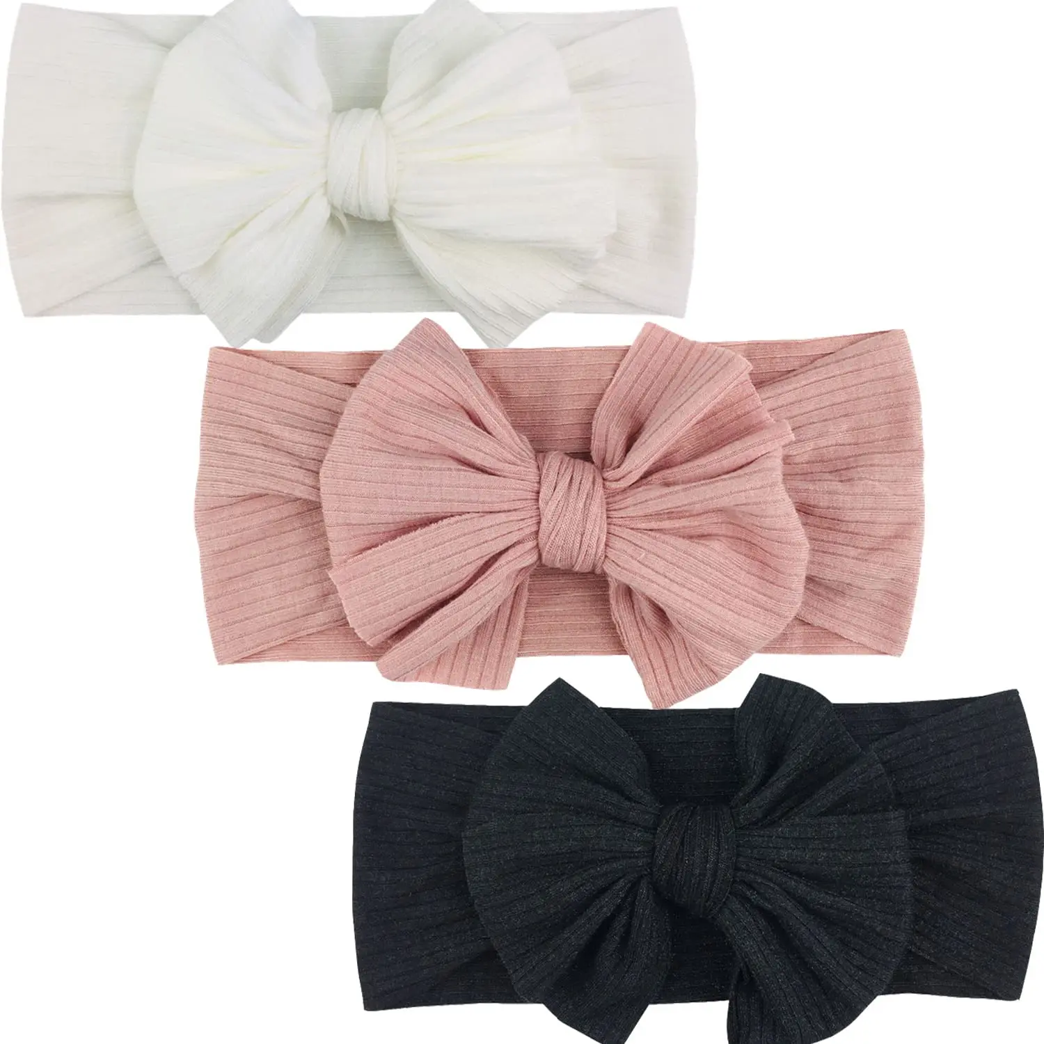 Baby Headband New Girls Baby Nylon Headbands Soft Bowknot Ribbed Hairbands Newborns Toddlers Children Turban Hair Accessories