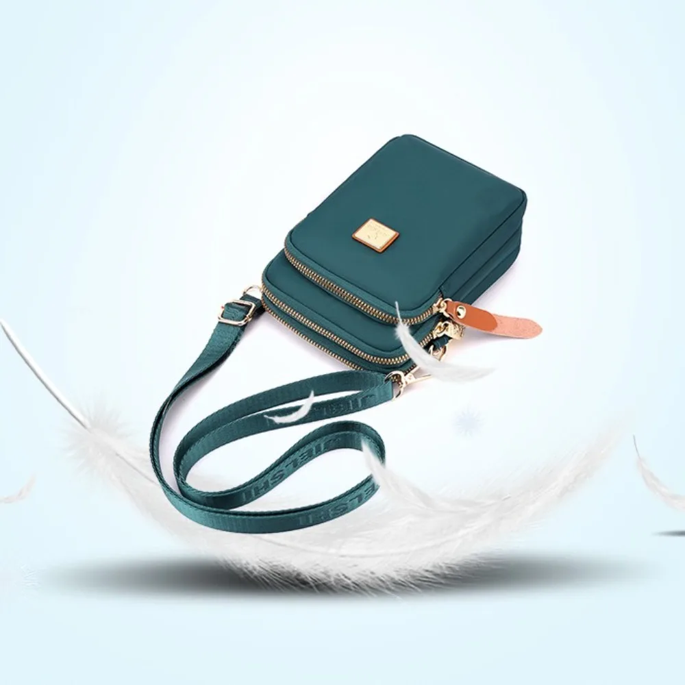 

Zipper Nylon Mobile Phone Bag Casual Multiple Usages Small Square Bag Large Capacity Solid Color Ladies Messenger Bag Work