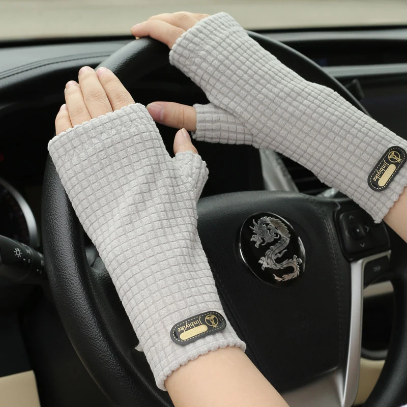 Guantes de medio dedo para mujer, manoplas cálidas de invierno, estilo Unisex, deportes al aire libre, recorridos de ciclismo