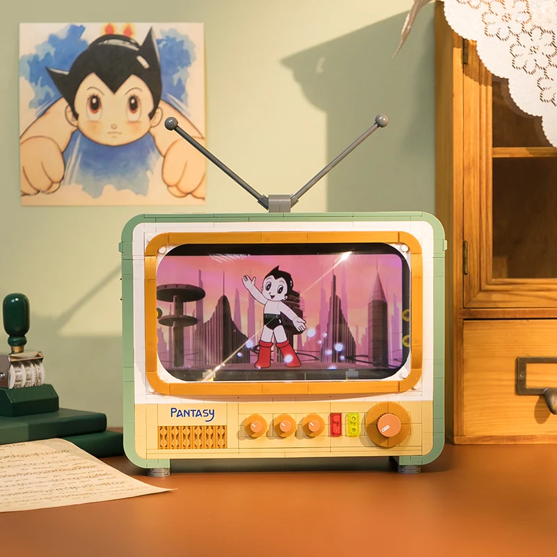 Blocs de pantie authentiques, ensemble TV Vintage, blocs de construction éducatifs pour enfants, jouet, affichage créatif