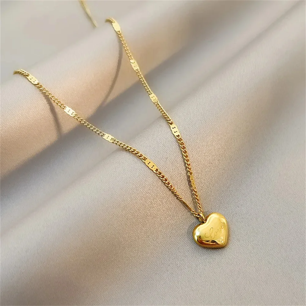 Gold Heart Pendant Clavicle Necklace, Suitable For Women's Daily Wear, Never Fade