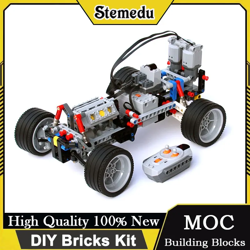 

2WD RC Car Chassis Kit with Suspension Shocks IR Remote Control Receiver Electric Motor Set for Technical Car Building Blocks