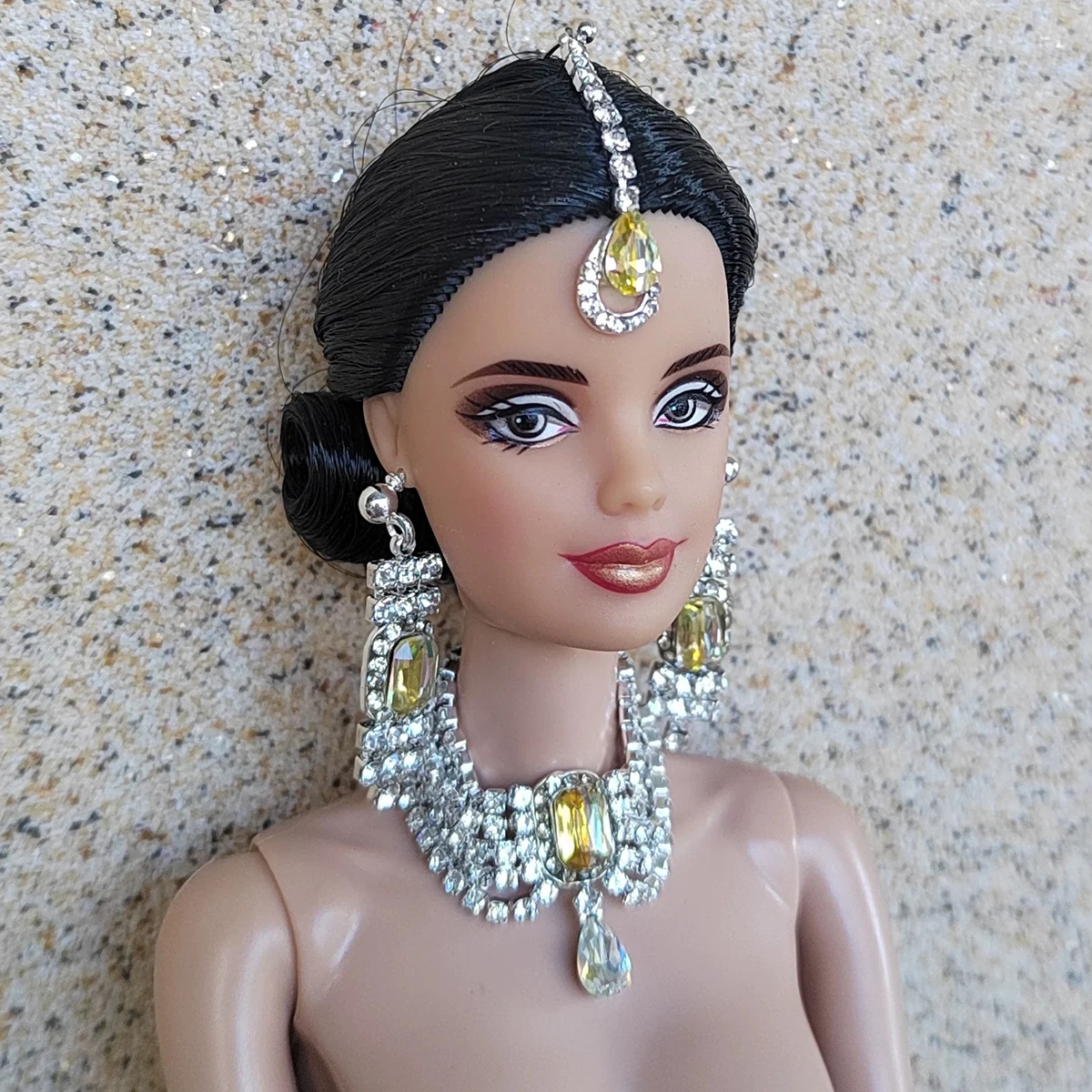 1/6 Doll Jewellery Parts Luxury Rich Young Lady Indian-inspired Earring+Necklace+Headpiece Set For 30cm Xianxian Supermodel Doll