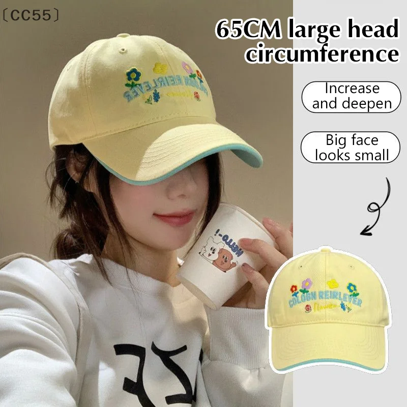 、1CC55⚡Women broderie fleurs casquette de baseball doux coton visières extérieures chapeau à visière lettre coréenne couleur unie Hip Hop papa chapeaux