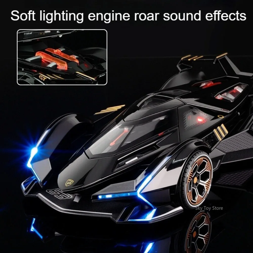 مقياس 1:24 لامبور V12 ريفولتو سبيكة سيارة رياضية دييكاست لعبة نموذج ضوء الصوت التراجع الأبواب المفتوحة المركبات ديكور المنزل الحلي