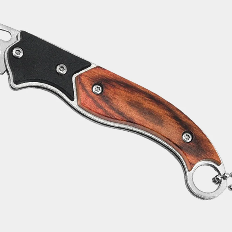 1PC Mini Folding Stainless Steel Pocket Knife Wooden Handle Multifunctional Portable Opening Pocket Knife Outdoors Tools